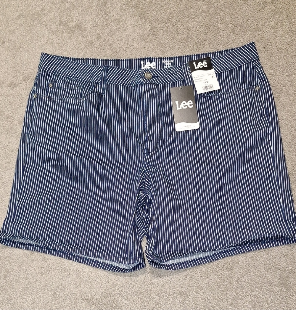 Lee Navy Pinstripe Shorts